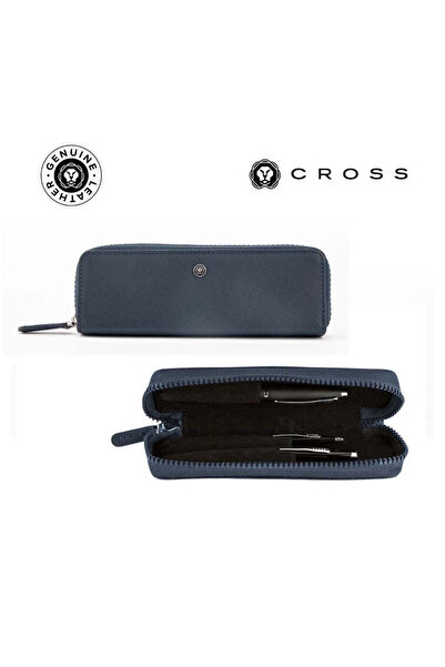MAXPRINT Leather Pen Case - Blue, Navy Blue