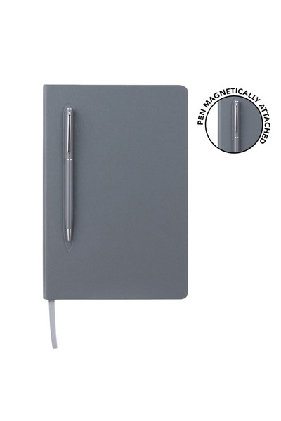 MAXPRINT Campina - A5 Hard Cover Notebook with Metal Pen - Grey