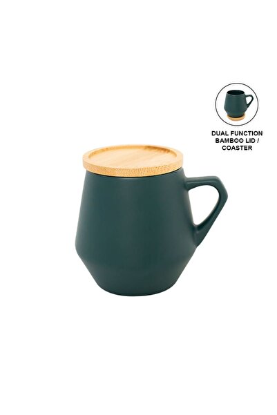 MAXPRINT Sevilla - Ceramic Mug with Bamboo Lid - Dark Green