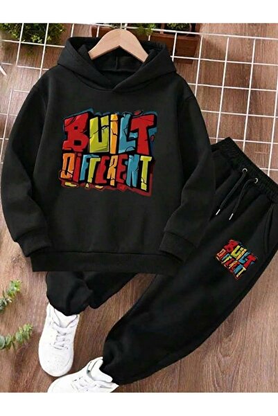 Let's Wear Built Different Premium Sweatshirt & Sweatpants Set for Kids - 2 P...