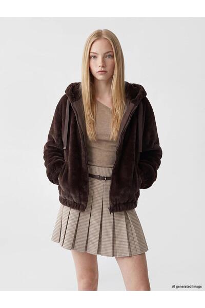 LC Waikiki Hooded Oversize Women's Plush Jacket (W6)
