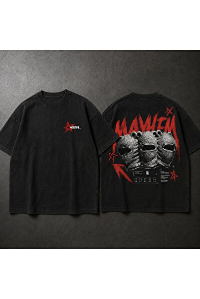 Creathivedesign WEGH MAYHEM Unisex Oversize Siyah T-Shirt
