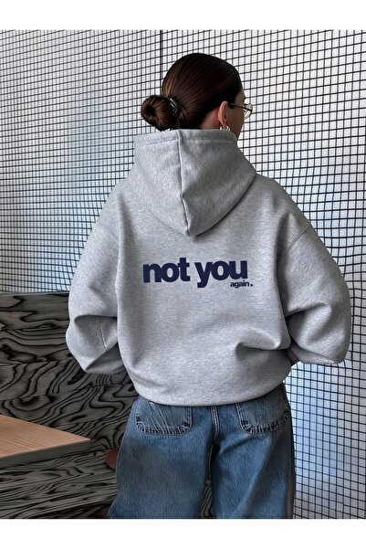 one button Unisex Not You Again Printed Premium Hoodie με κουκούλα και 2 κλωσ...