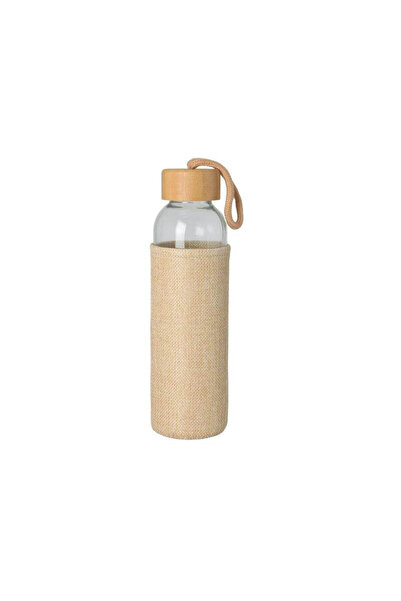 MAXPRINT Spello - Promotional Glass Bottle with Jute Sleeve - 500ml, Natural
