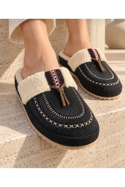 ModaTrendy Women's Tasseled Winter House Slippers Soft Thick Sole Warm Indoor Comfortable Slippers Guest Dowry Gift