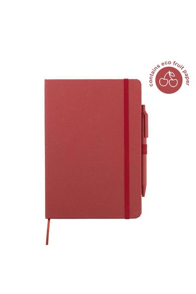MAXPRINT Abula - A5 Hard Cover Notebook & Pen Set - Cherry Paper, Cherry Red