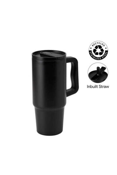 MAXPRINT Bern 2.0 - Recycled Stainless Steel Tumbler with Straw Lid - Black