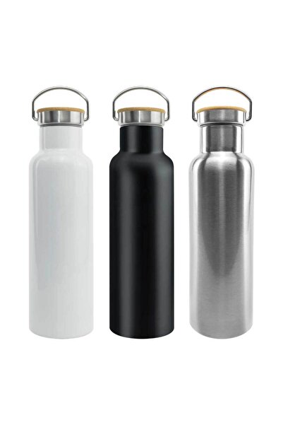 MAXPRINT Stainless Steel Bamboo Flask - Model TM-013-SL, Silver
