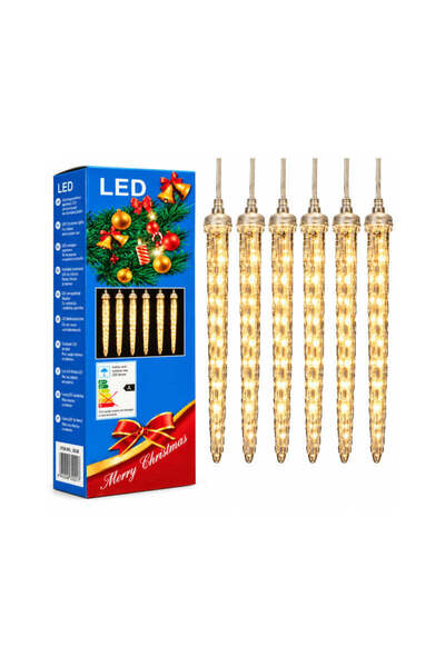 OEM Χριστουγεννιάτικα Φωτάκια LED Βροχή με 8 Φωτιζόμενες Στήλες Θερμό Λευκό -...