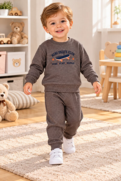 SERPİL Ss Gi̇yi̇m Boys' Tracksuit Set – Mini Skate Club Printed 2-Piece Sport...