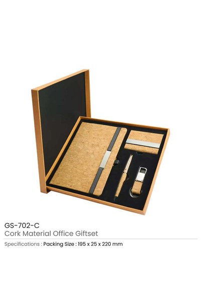 MAXPRINT Office Gift Sets with Notebook, Pen, Card Holder, Keychain, Grey PU Leather
