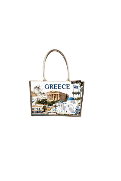 Tradesor Τουριστική τσάντα λινή με κουμπί - Greece - 36*25*16cm - 871898