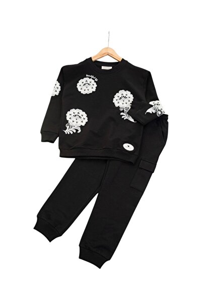 voyyo kids baby طقم بدلة رياضية للفتيات مطبوع عليه زهور، من القطن، مناسب لعمر...