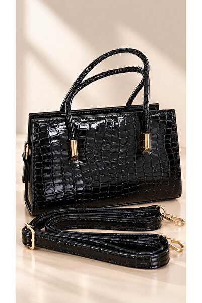Meryliva Bags Kroko Desenli Gold Detaylı Kadın El ve Omuz Çantası