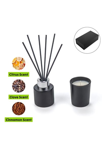 MAXPRINT Scented Candle and Aroma Reed Diffuser with 6 Pcs Sticks Gift Sets