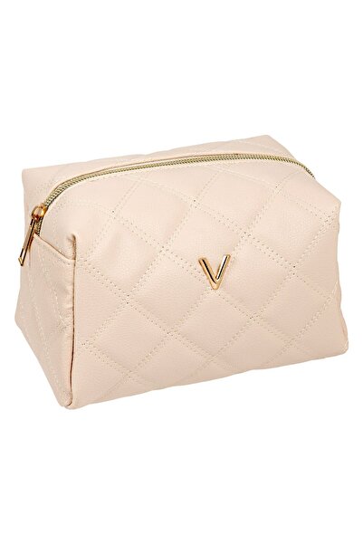 DD SHOP Portfard Ecru Matlasat cu Model Litera Aurie "V" 17x12x12.5cm