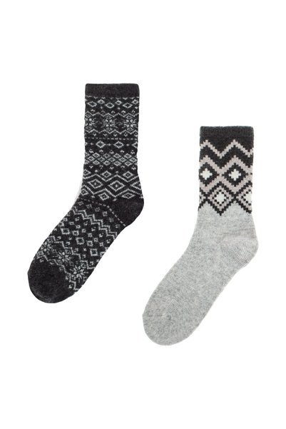 DD SHOP Sosete iarna gri antracit romburi lana femei 36-41 set 2 perechi cald