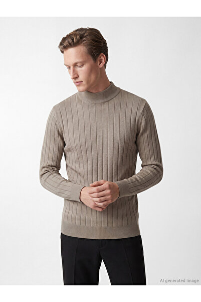 LC Waikiki Nevavm with Difference Southblue Beige Knitwear Plain Fisherman / ...