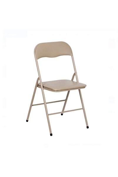 OEM Foldable metal chair taupe color 48x44x81 cm