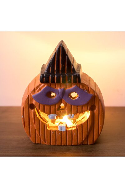 DD SHOP Dovleac Decorativ de Halloween Ceramic cu LED 8.5x4x10.5cm - Lumanari