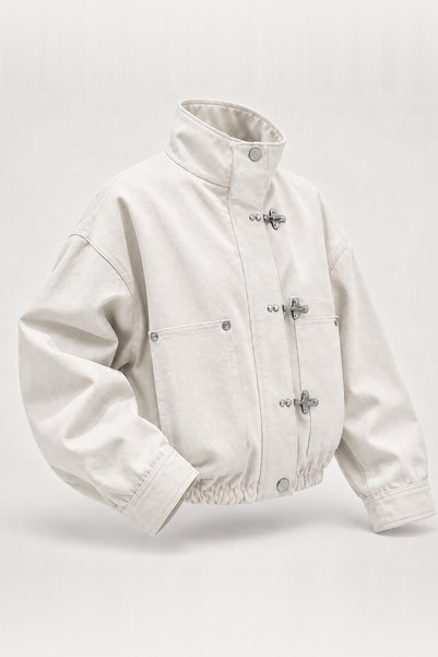 MANMARK Gabardine Fabric Water Repellent Metal Buckle Zr Model Stand Collar Trench Coat Jacket