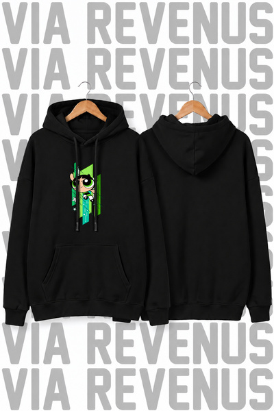 Vordevia Φούτερ με κουκούλα Powerpuff Girls με στάμπα, unisex, 3 χρωμάτων, φα...