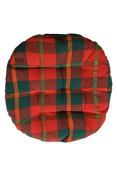 DD SHOP Perna Scaun Rotunda Decorativa de Craciun Rosie Verde in Carouri Ø40cm