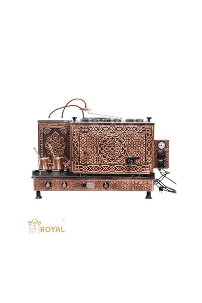 KH Royal سماور شاي تركي نحاسي 3 عين كهرباء و غاز