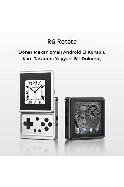 ANBERNIC RG Rotate Döner Ekranlı Android Retro El Oyun Konsolu Gümüş - 3.5 İn...