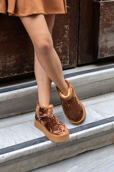 MUFUMA Γυναικείες Παπούτσια Premium Sheepskin με Πέτρες 00298