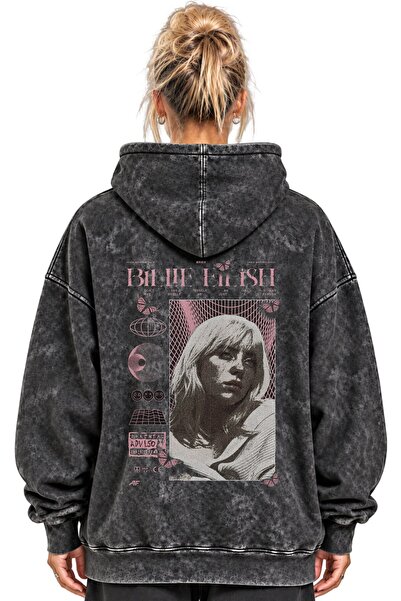 SEVBANO Hanorac unisex cu glugă, lavabil, cu imprimeu Billie Eilish Singer