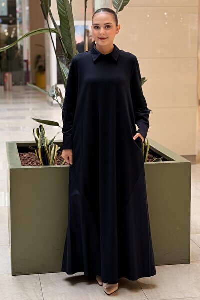 MISS DALIDA Missdalida Cuff Detailed Relaxed Fit Shirt Collar Dress