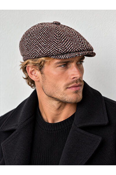 Rupen Kraft Deep fishbone winter beanie hat british style beanie hat with ela...