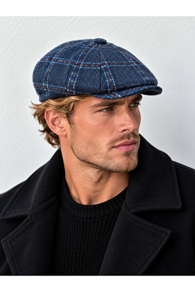 Rupen Kraft Plaid winter beanie hat, british style beanie with elasticated back.