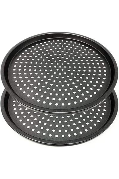 Generic Carbon Steel Nonstick Pizza Baking Pan Tray- 2 Pieces (31cm)