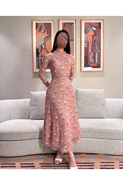 NAQWA FASHION طقم سهرة نسائي زهري