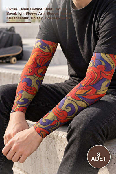 Yenilig 8 bucăți de mâneci pentru tatuaje purtabile – mâneci pentru braț și p...