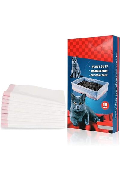 Yelajoy 10Pcs Drawstring Cat Litter Box Liners, Extra Thick Heavy Duty Kitty ...