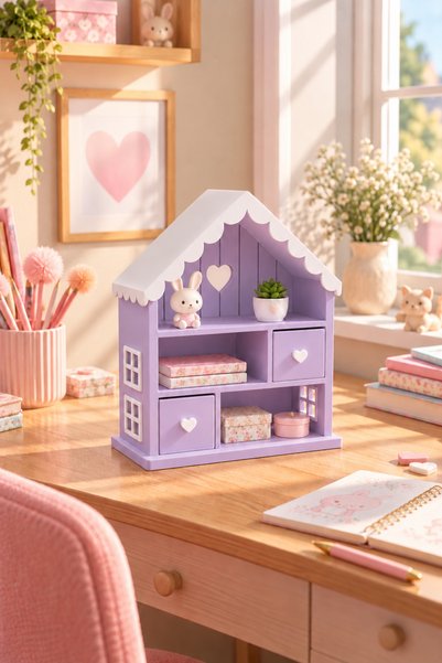 Neo Gift Ev Şeklinde Bebek Evi ve Çekmeceli Dekoratif Organizer