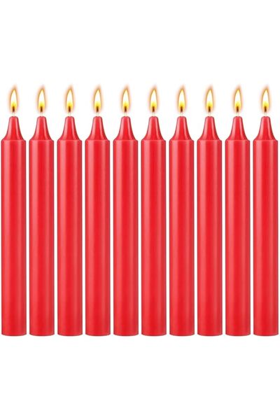 THE WHITE SHOP Candles 10pcs, 6.3 inch Red Mini Candle slim