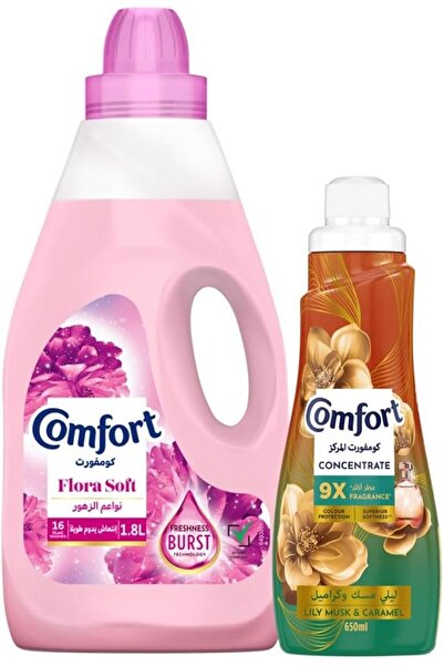 COMFORTBANYO منعم أقمشة كومفورت ديليت، عطر فلورا سوفت وليلي مسك، 1.8 لتر + 65...