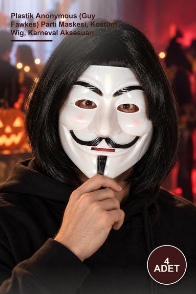 Yenilig 4 Pcs V for Vendetta Mask and Black Short Fake Wigs – Plastic Anonymo...