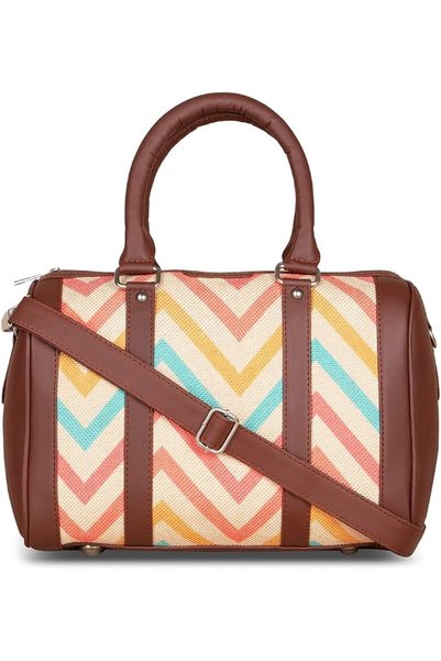 ZOUK Vegan Leather Handmade Women's Handbags with double handles and detachab...