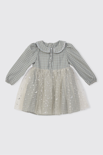 Panço Baby Girl Patterned Green Tulle Dress