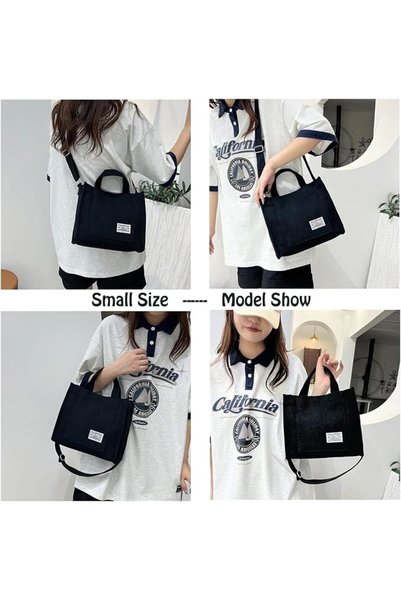 Arabest Tote Bags for Women, Multi-Compartment Corduroy Shoulder Bag, Work Travel Purse with 15.6 In