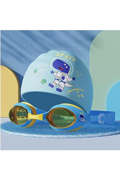ALMEKAQUZ Kids Swimming Cap with Swim Goggles, Silicone Cartoon Swim Cap Boys...
