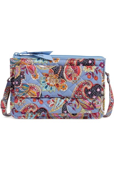 Vera Bradley محفظة قطنية للحمل على الكتف مع حماية RFID