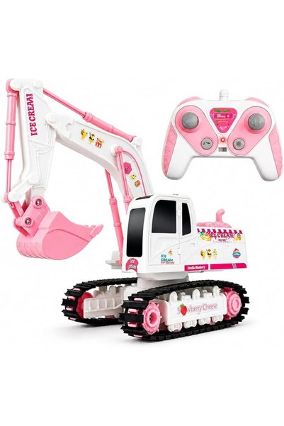 MIANQIONGFENG Pink Remote Control Excavator 1:24 Alloy RC Digger