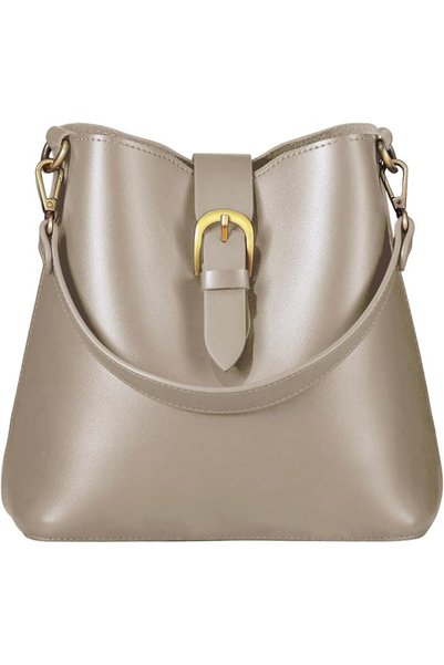 SUNLIGHT WEDDING Town Bucket Vegan Leather Bag For Women Hobo Retro Faux Casu...