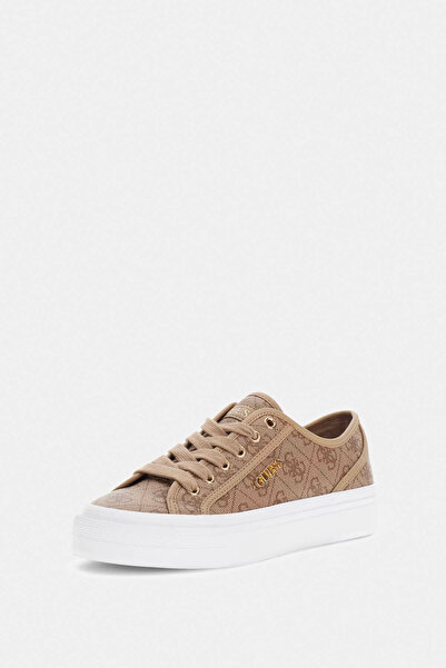 Guess Jelexa Suni Deri Kahverengi Kadın Sneaker Fltj10Fal12-Mılk